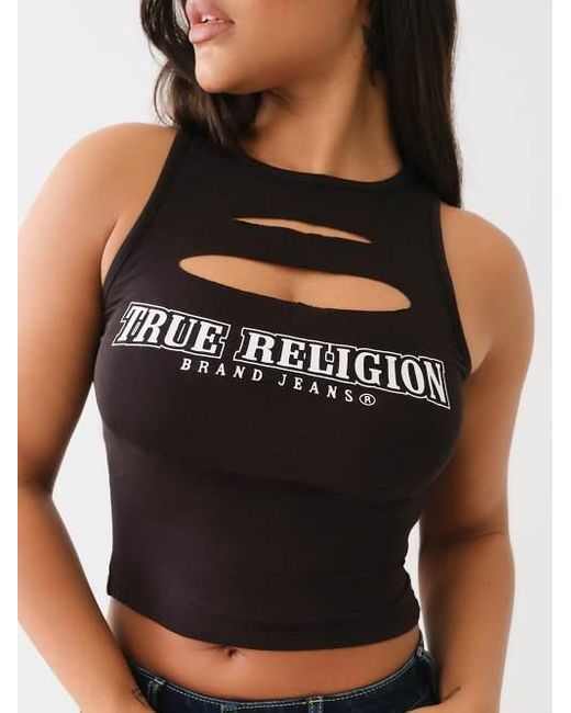 True Religion Black Logo Cutout Top