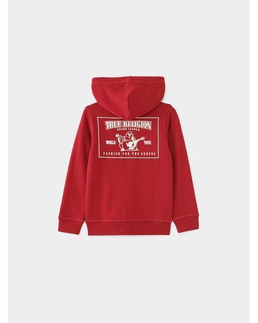 True Religion Red Boys Stitch Logo Zip Hoodie for men