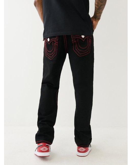 True Religion Black Ricky Super T Flap Straight Jean for men