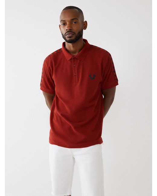 True Religion Logo Polo Shirt in Red 