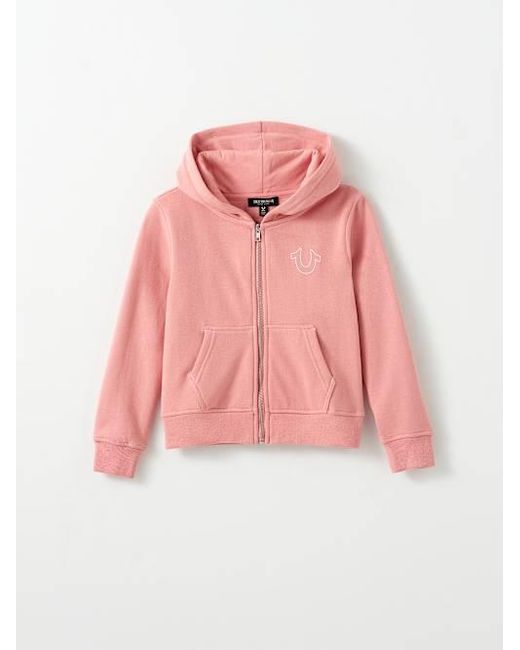 True Religion Pink Girls Stitch Logo Zip Hoodie
