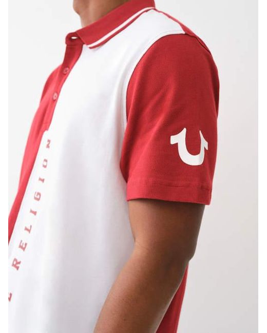True Religion Red Colorblock Logo Polo Shirt for men