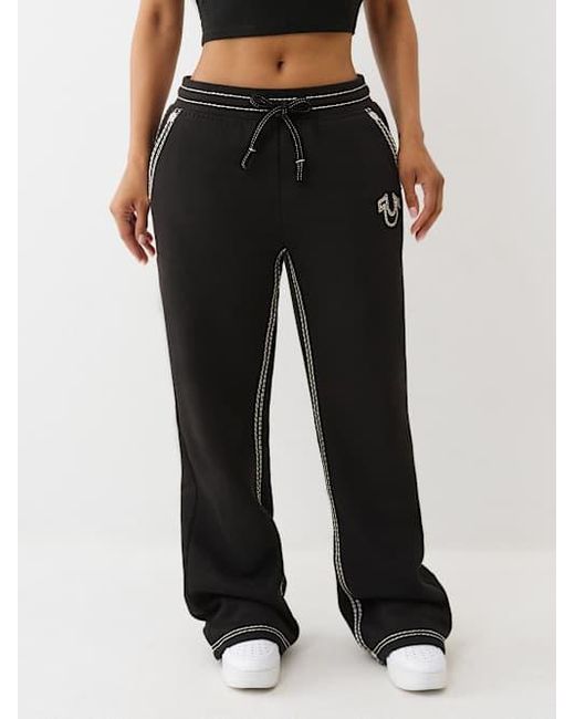 True Religion Black Super Qt Straight Leg Sweatpant