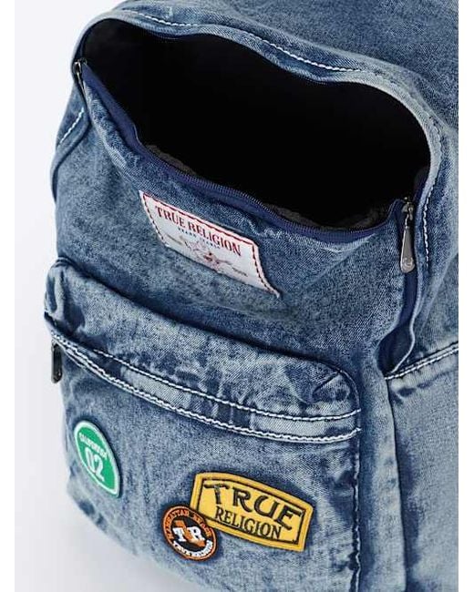 True Religion Blue Multi-patch Backpack