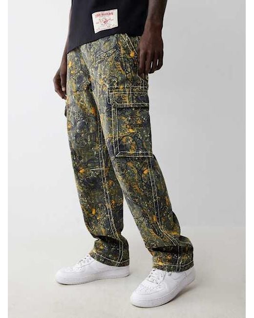 TRUE RELIGION Buddha Camo Big T Cargo Pant in Black | Lyst