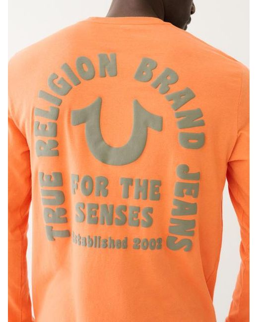 True Religion Orange Puff Print Tee for men