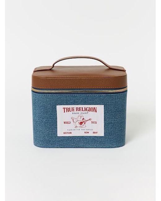 True Religion Blue Buddha Logo Makeup Bag