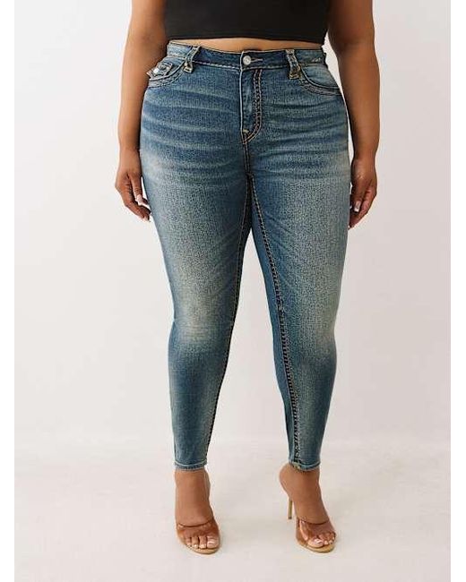 True Religion Blue Plus Jennie Mid Rise Super T Curvy Skinny Jean