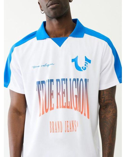 True Religion Blue Ombre Logo Jersey Polo Shirt