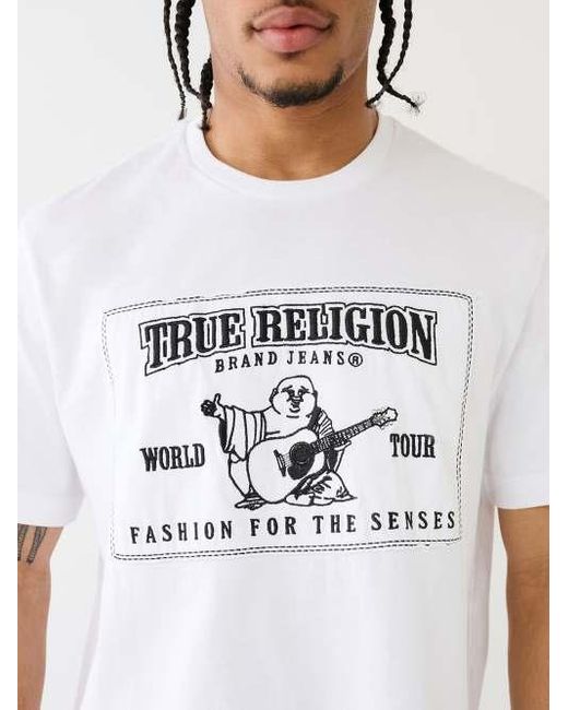 True Religion White Tr World Tour Applique Tee for men