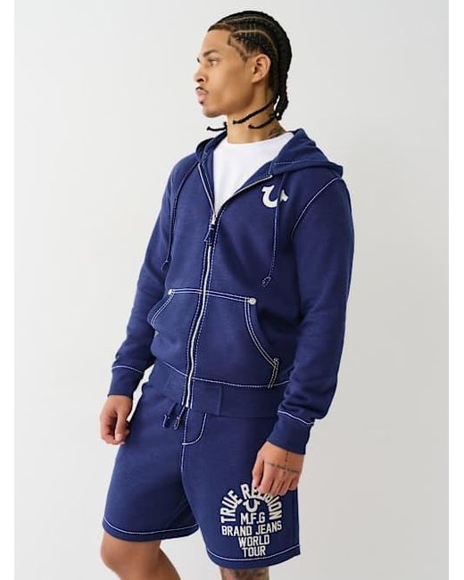 【TRUE RELIGION】★パーカー★ BIG T SLUB ZIP HOODIE True Religion Big T Slub Zip Hoodie in Blue | Lyst