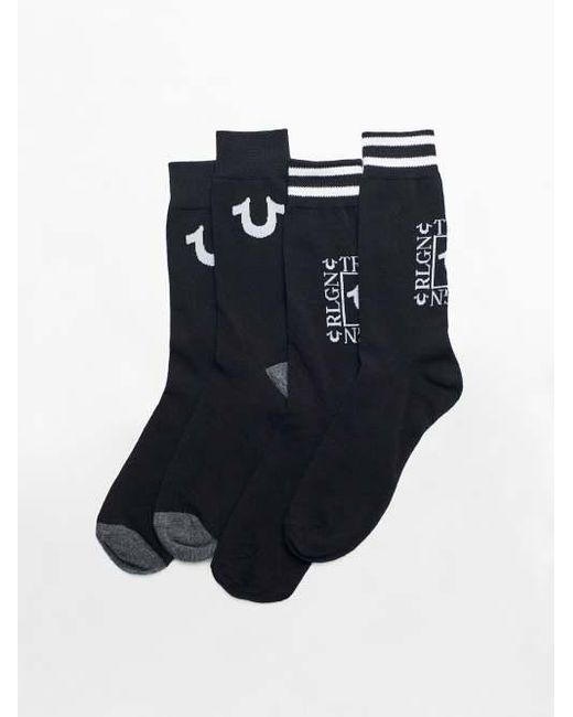 True Religion Blue Horseshoe Logo Socks - 2 Pack for men