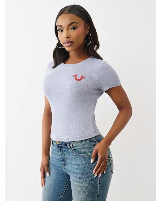 True Religion Gray Ribbed Logo Baby T-shirt