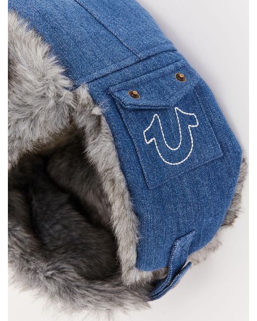 True Religion Denim Trapper Hat in Gray Lyst