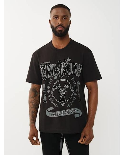 True Religion Black Crystal Buddha T-shirt for men