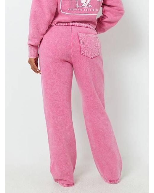 True Religion Pink Vintage Wash Horseshoe Logo Sweat Pant
