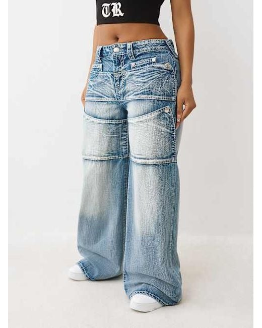 True Religion Blue Jessie Big T Snap Super Baggy Jean