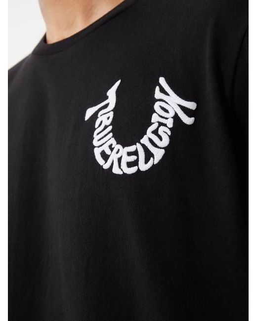 True Religion Black Embroidered Logo Tee for men
