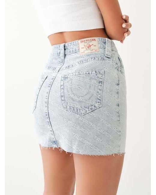 True Religion Gray Monogram High Rise Mini Skirt