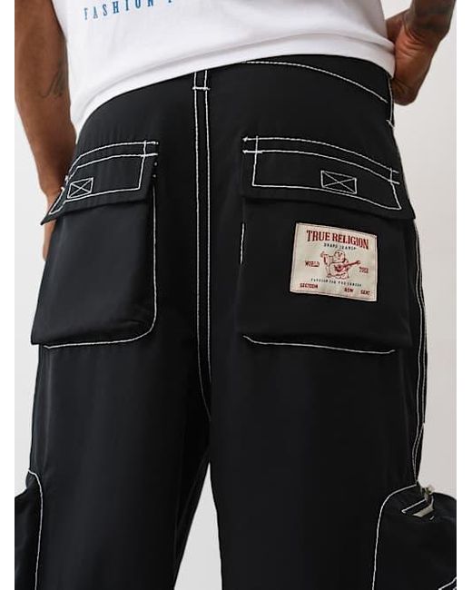 True Religion Black Mikey Big T Nylon Cargo Pant for men