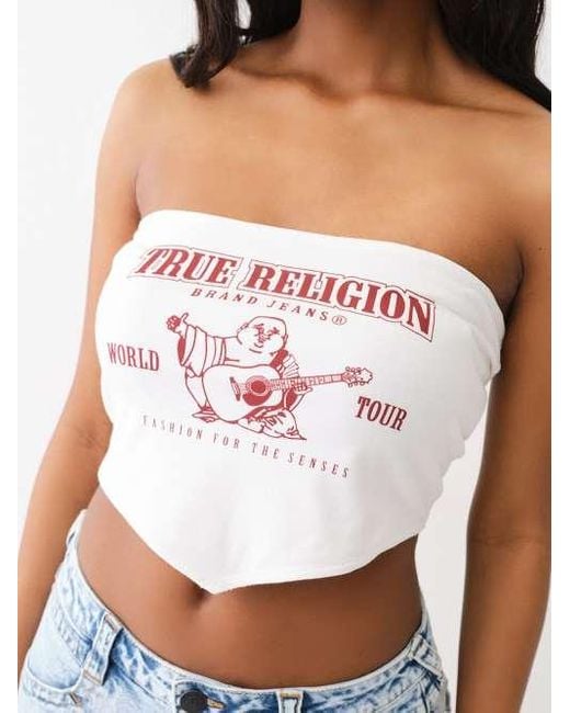 True Religion White Buddha Logo Scarf Top