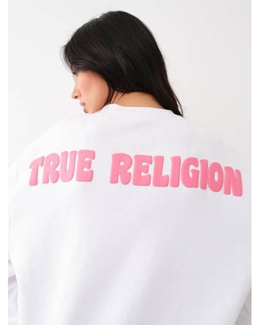 True Religion Black Horseshoe Puff Print Boyfriend Sweater