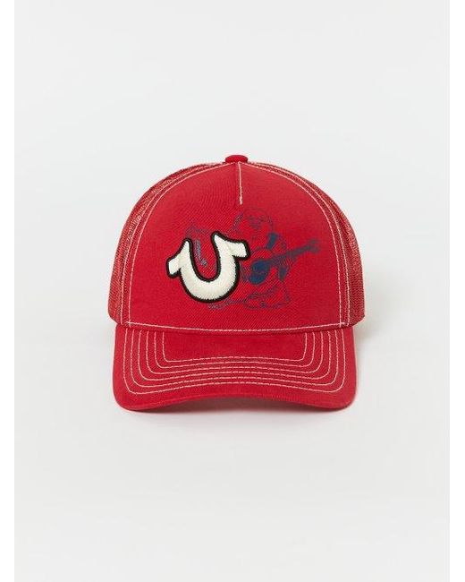 TRUE RELIGION Horseshoe Buddha Trucker Hat in Red | Lyst display picture 2