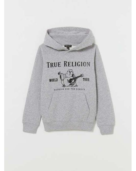 True Religion Gray Boys Foil Buddha Logo Hoodie for men