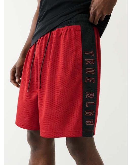 True Religion Blue Logo Stripe Basketball Short for men