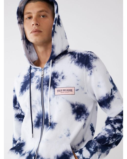 True Religion Cotton Tie Dye Logo Zip Hoodie in Blue for Men Lyst