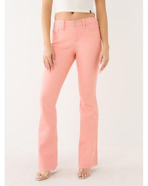 True Religion Pink Becca Mid Rise Single Needle Bootcut Jean