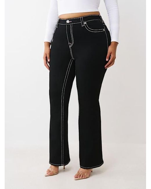 True Religion Black Plus Becca Mid Rise Big T Bootcut Jean
