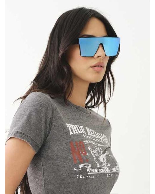 True Religion Blue Mirror Shield Sunglasses