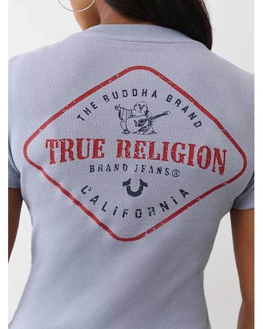 True Religion Gray Ribbed Logo Baby T-shirt