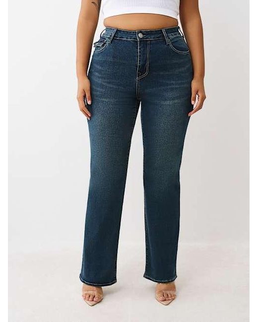 True Religion Blue Plus Billie Mid Rise Flap Straight Jean