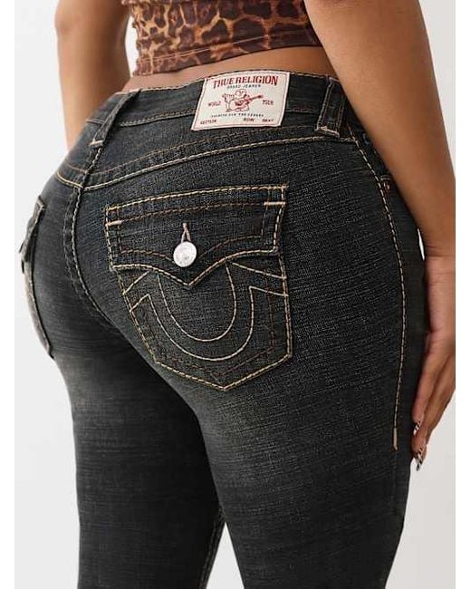True Religion Black Becca Mid Rise Big T Bootcut Jean