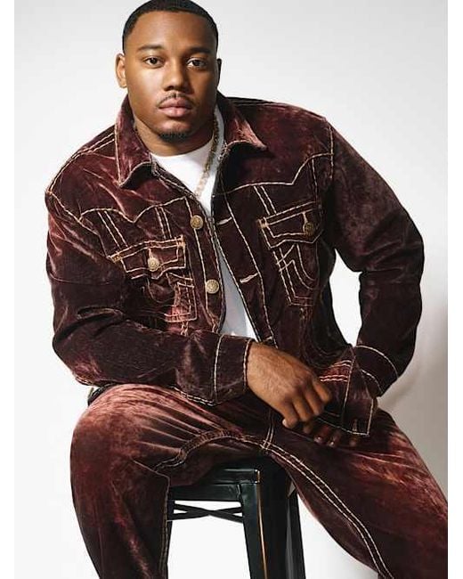 TRUE RELIGION Oversized Super T Velvet Jacket in Black for Men | Lyst