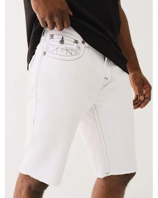 True Religion White Ricky Frayed Flap Short