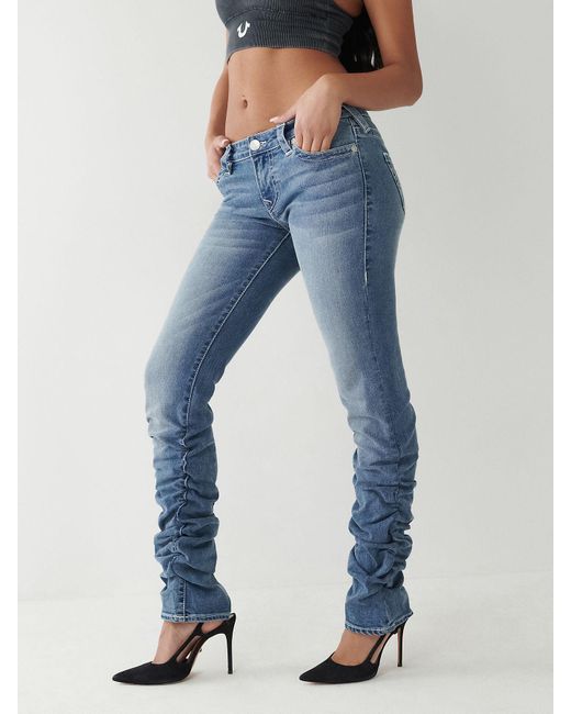 True Religion Blue Billie Low Rise Stacked Straight Jean