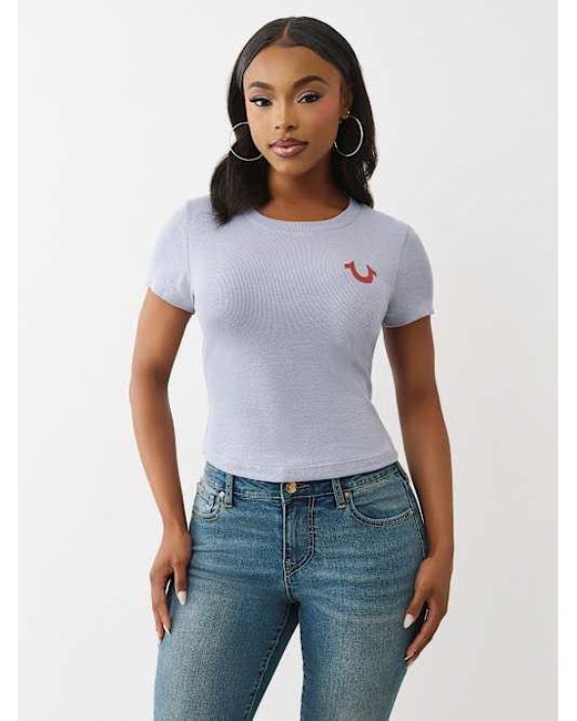 True Religion Gray Ribbed Logo Baby T-shirt