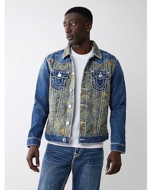 TRUE RELIGION Jimmy Super T Buddha Camo Jacket in Blue for