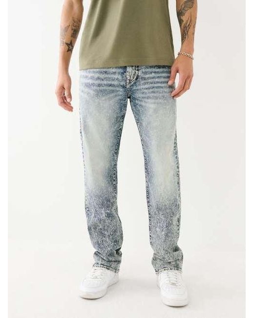 True Religion Blue Ricky Acid Wash Straight Jean for men