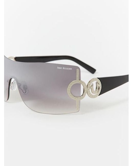 True Religion Gray Crystal Shield Sunglasses