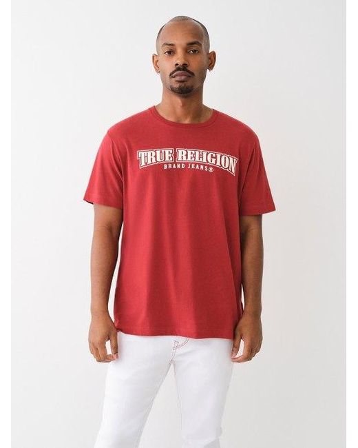 True Religion Red Painted Horseshoe Tee for men