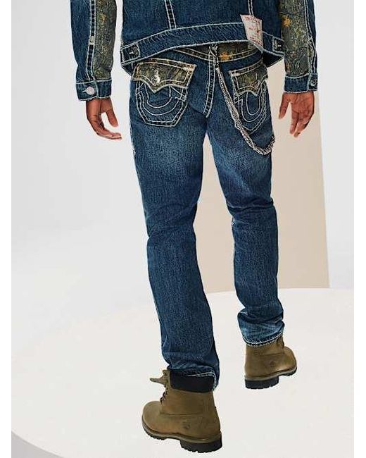 True Religion Blue Ricky Buddha Camo Super T Straight Jean for men
