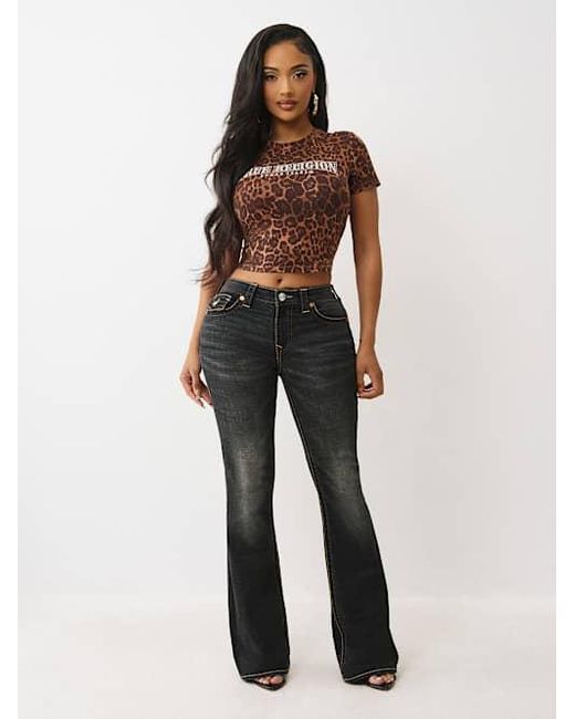 True Religion Black Becca Mid Rise Big T Bootcut Jean