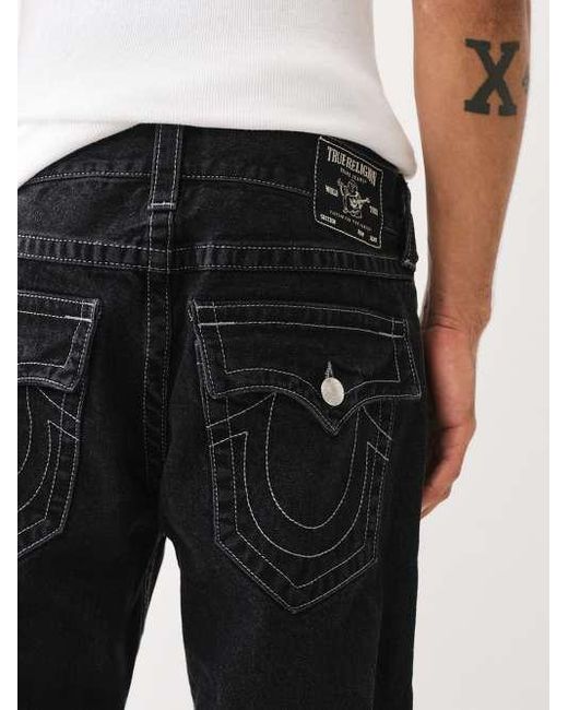 True Religion Black Single Needle Slim Flare Jean for men