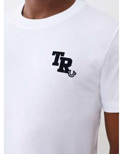 True Religion White Flocked Logo T-shirt for men
