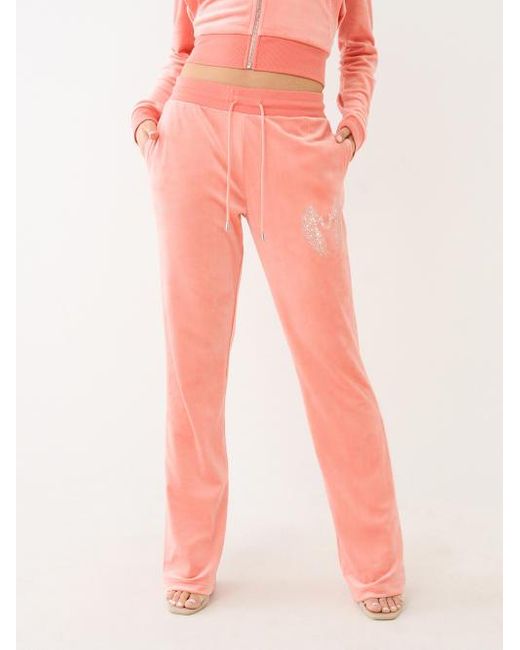 True Religion Pink Crystal Hs Wing Velour Pant