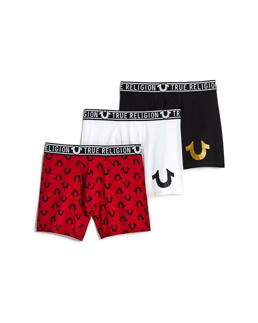 True Religion Horseshoe Boxer Brief - 3 Pack in Red for Men